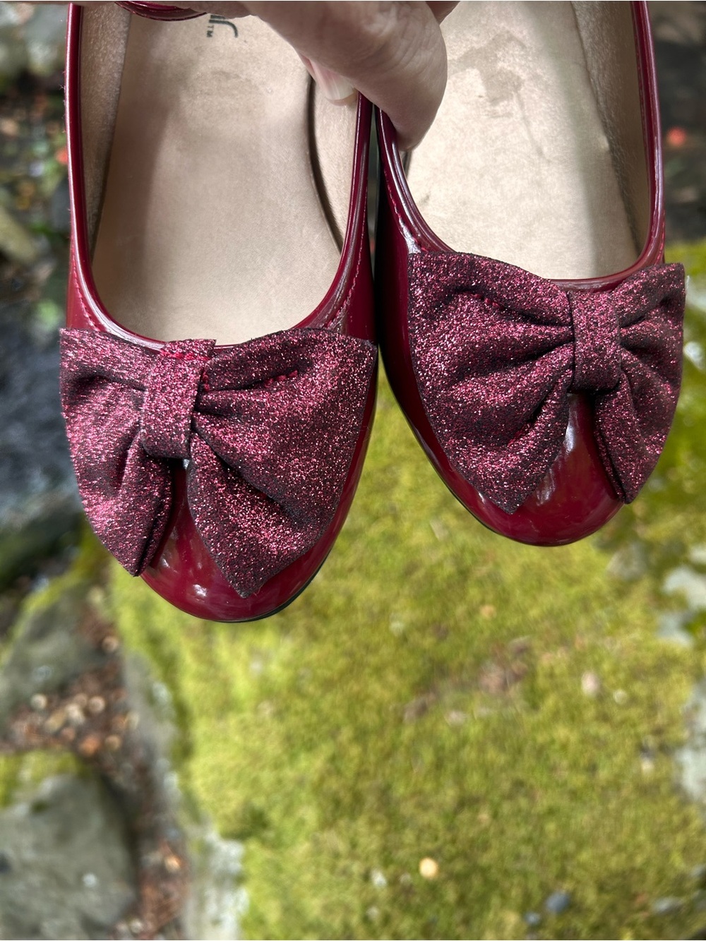 SUGAR - Girls Red Glitter Bow Ankle-Strap Flats - Picture 8 of 9